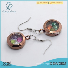 Stainless steel chocolate plain hanging lockets earrings for ladies wholesale price
